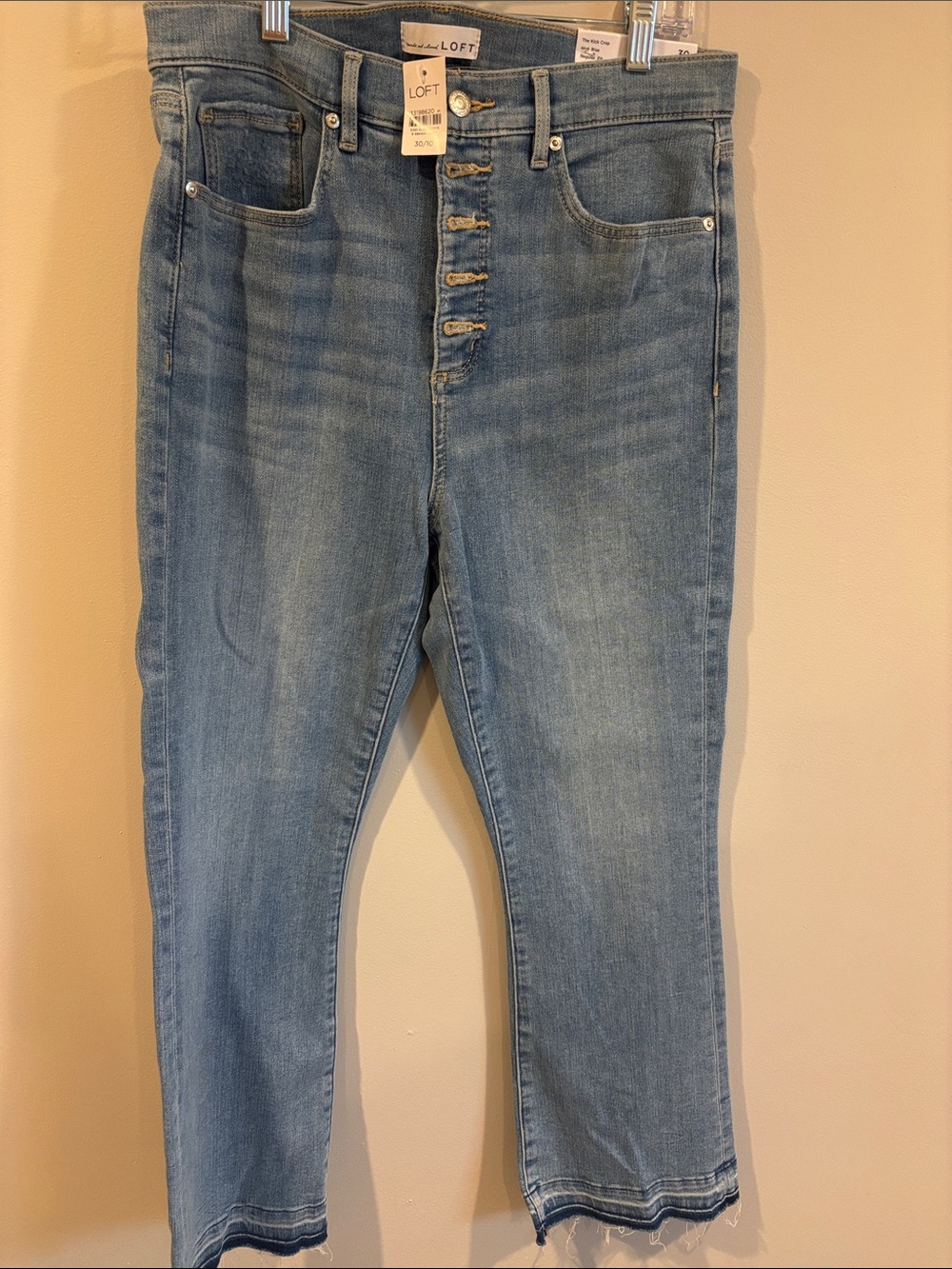LOFT Light Blue High-Rise The Kick Crop Button-Fly Jeans